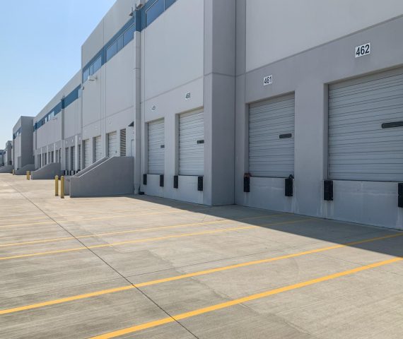 Industrial Building Shipping and Receiving Area with Closed Bay Doors